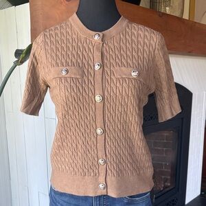 PIMM Brown Textured Cardigan with Button